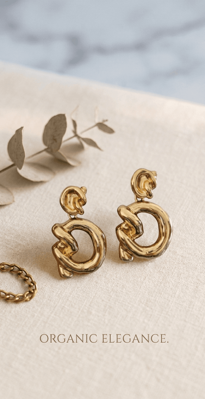 Organic Gold Knot Earrings