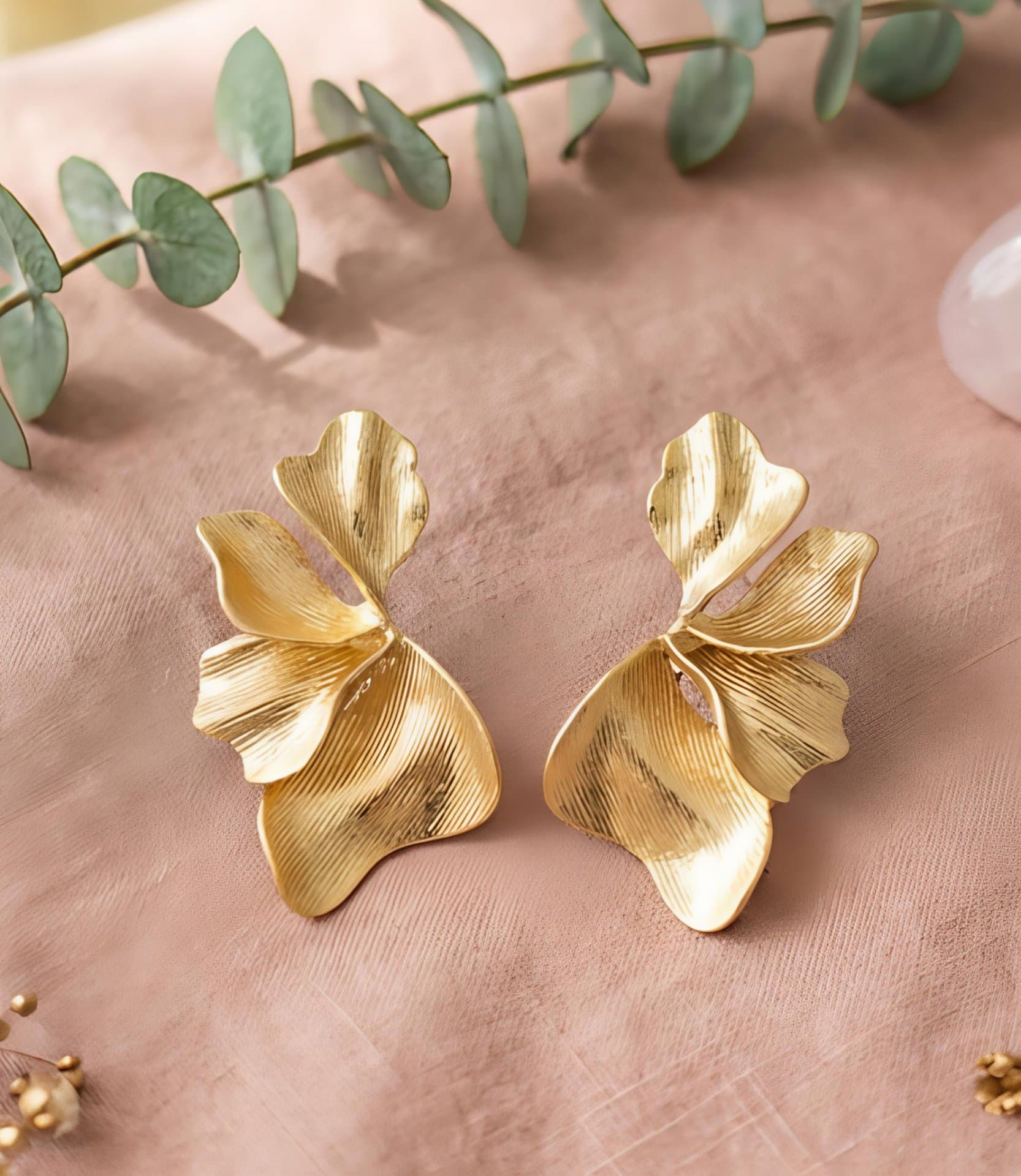 Golden Petal Statement Earrings